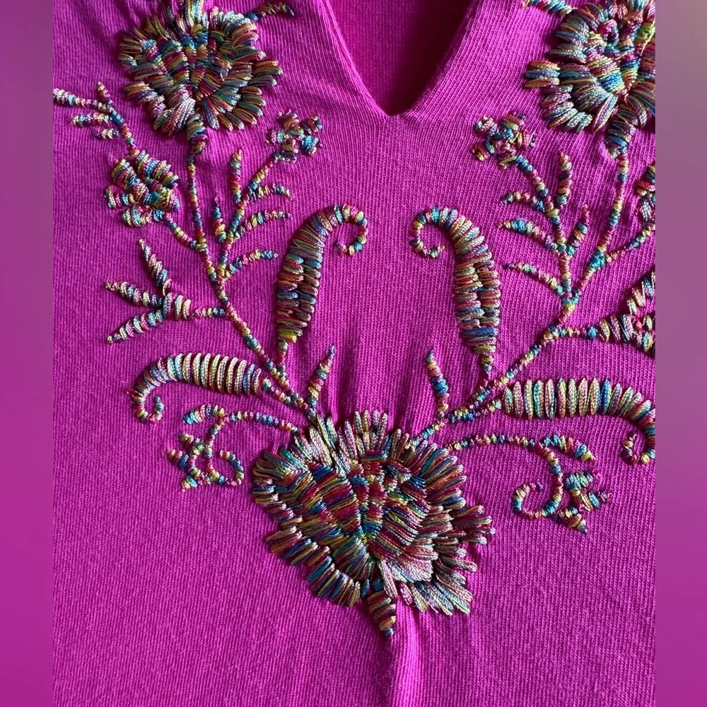 Lands End Pink Sleeveless Dress Embroidered  - Cover Up Size Large - Picture 6 of 15